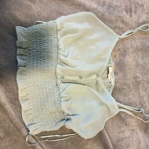 Light Green Smocked Crop Top